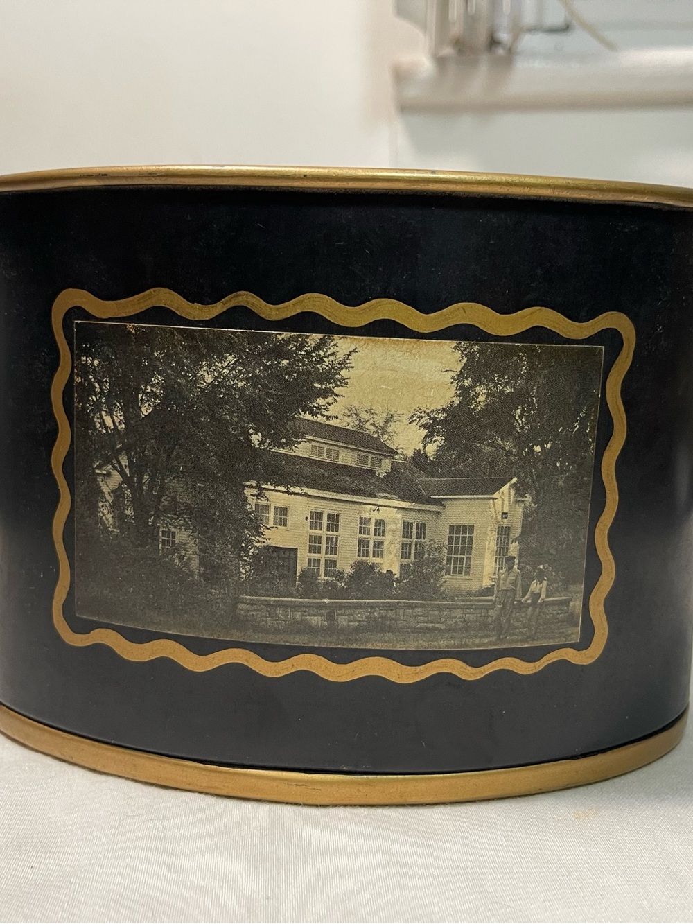 VTG Jean Crowell Studio Commemorative Toleware Waste Caddy Birmingham Michigan